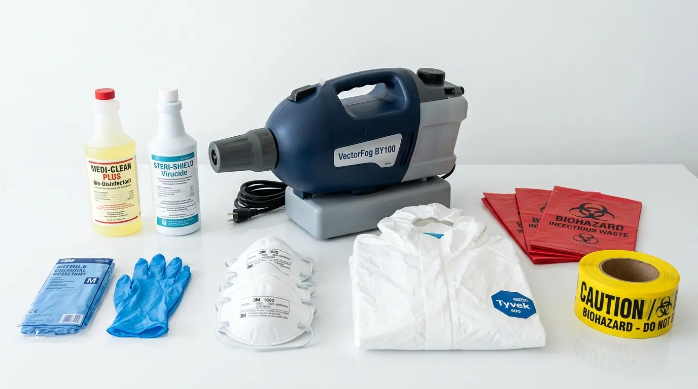 Professional biohazard remediation crew working in Trooper